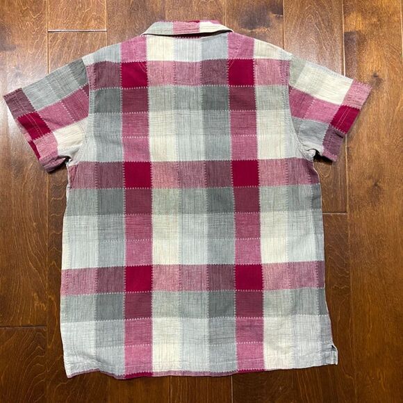 Quizz Again Vintage Western Checkered Cream Red Button Front Shirt Women's Large - Picture 4 of 8